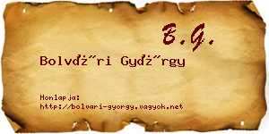 Bolvári György névjegykártya